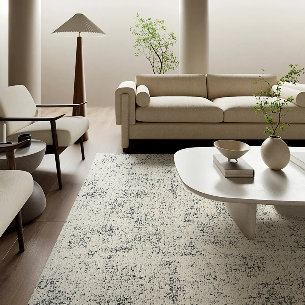 Modern Wool Rectangle and Round Area Rug for Living Room Image - 1 | homeyfad