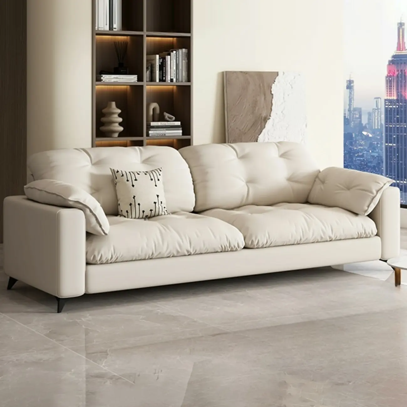 Modern Cotton-Linen Reclining Sleeper Sofa for Living Room Image - 1 | homeyfad