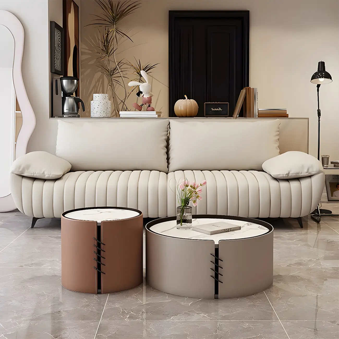 Oversize Modern Beige 3-seater Convertible Sleeper Sofa Image - 1 | homeyfad
