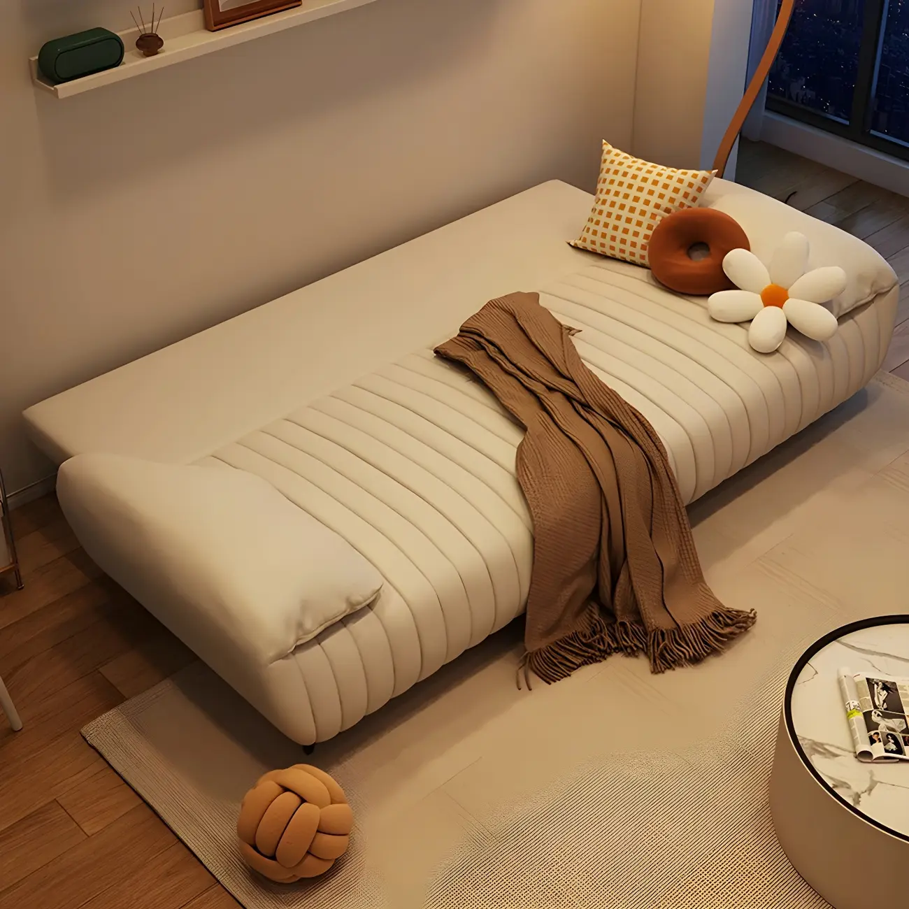 Oversize Modern Beige 3-seater Convertible Sleeper Sofa Image - 2 | homeyfad
