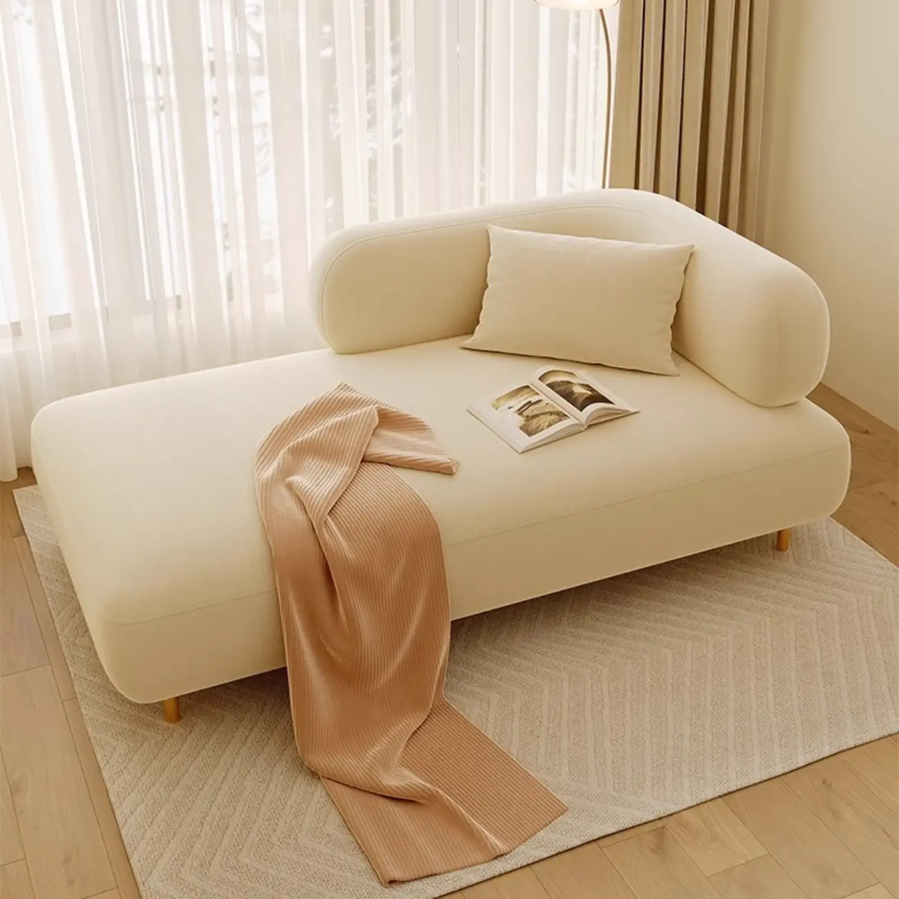 Modern Velvet Left-Arm Chaise Lounge Chair with Pillow  Image - 1 | homeyfad