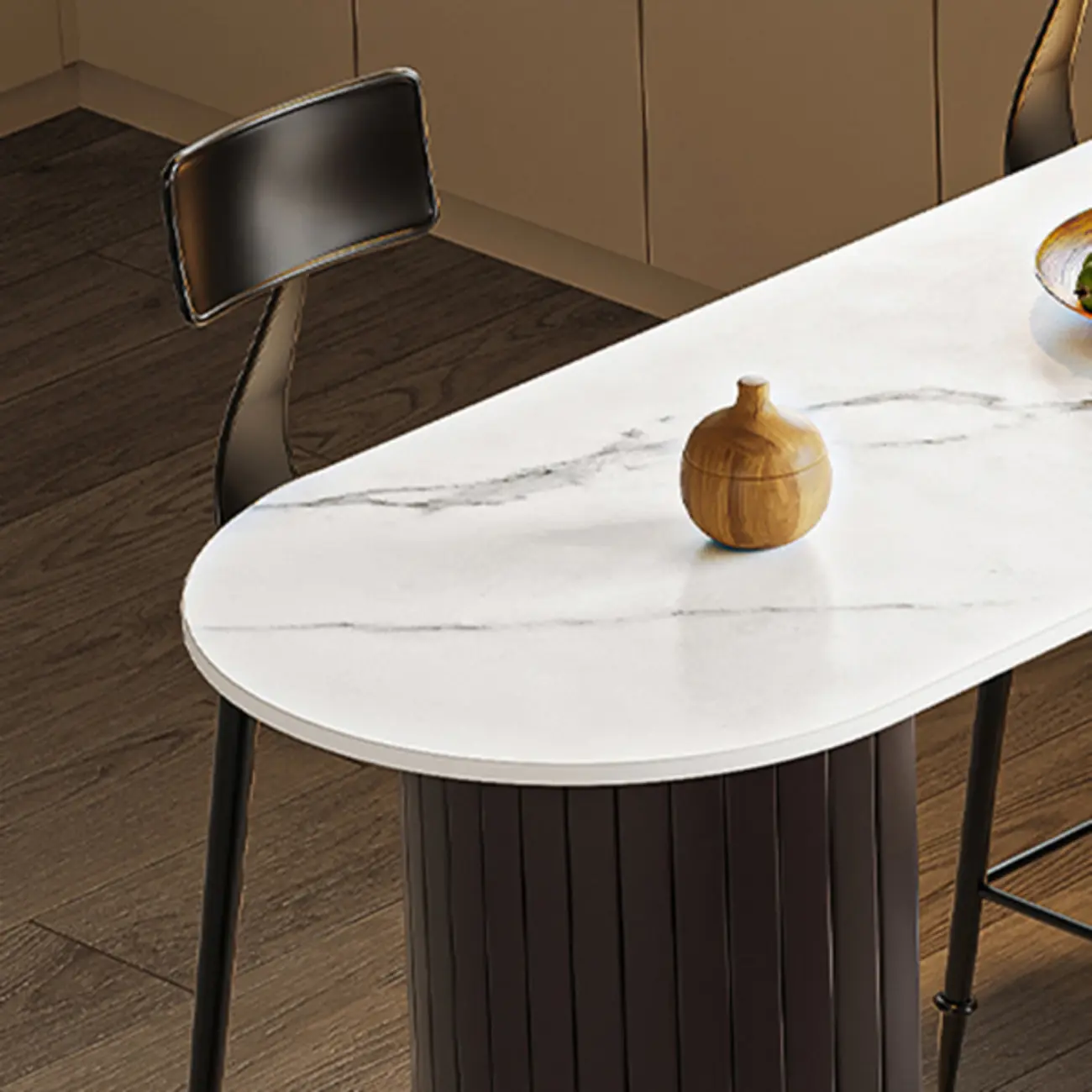 Modern Slate Pub Table Set with Padded Back Chairs Image - 6 | homeyfad