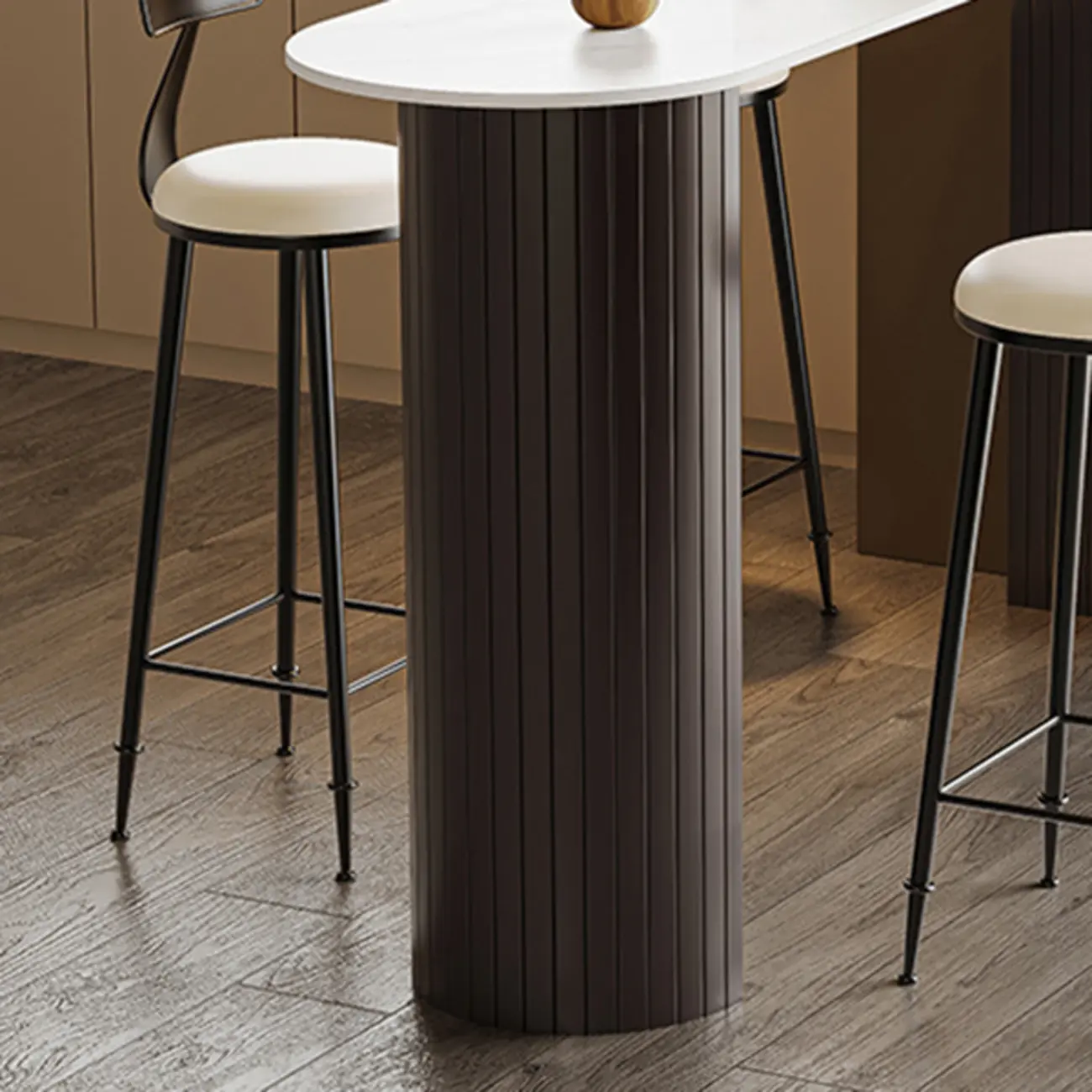 Modern Slate Pub Table Set with Padded Back Chairs Image - 7 | homeyfad