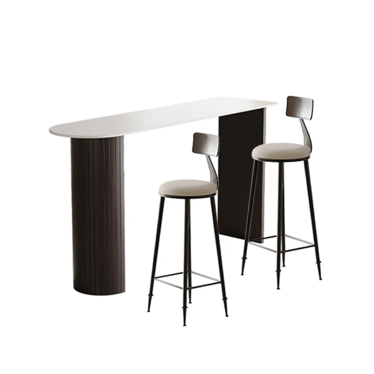 Modern Slate Pub Table Set with Padded Back Chairs Image - 9 | homeyfad