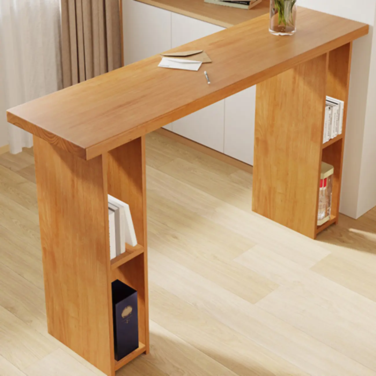 Reclaimed Pine Bar Table Set with Storage Shelves Image - 8 | homeyfad