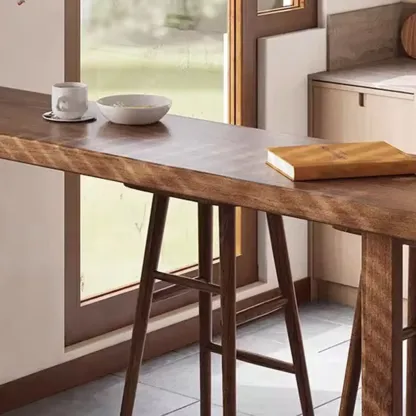 Elegant Wooden Bar Set with Footrests for Home Use Image - 5