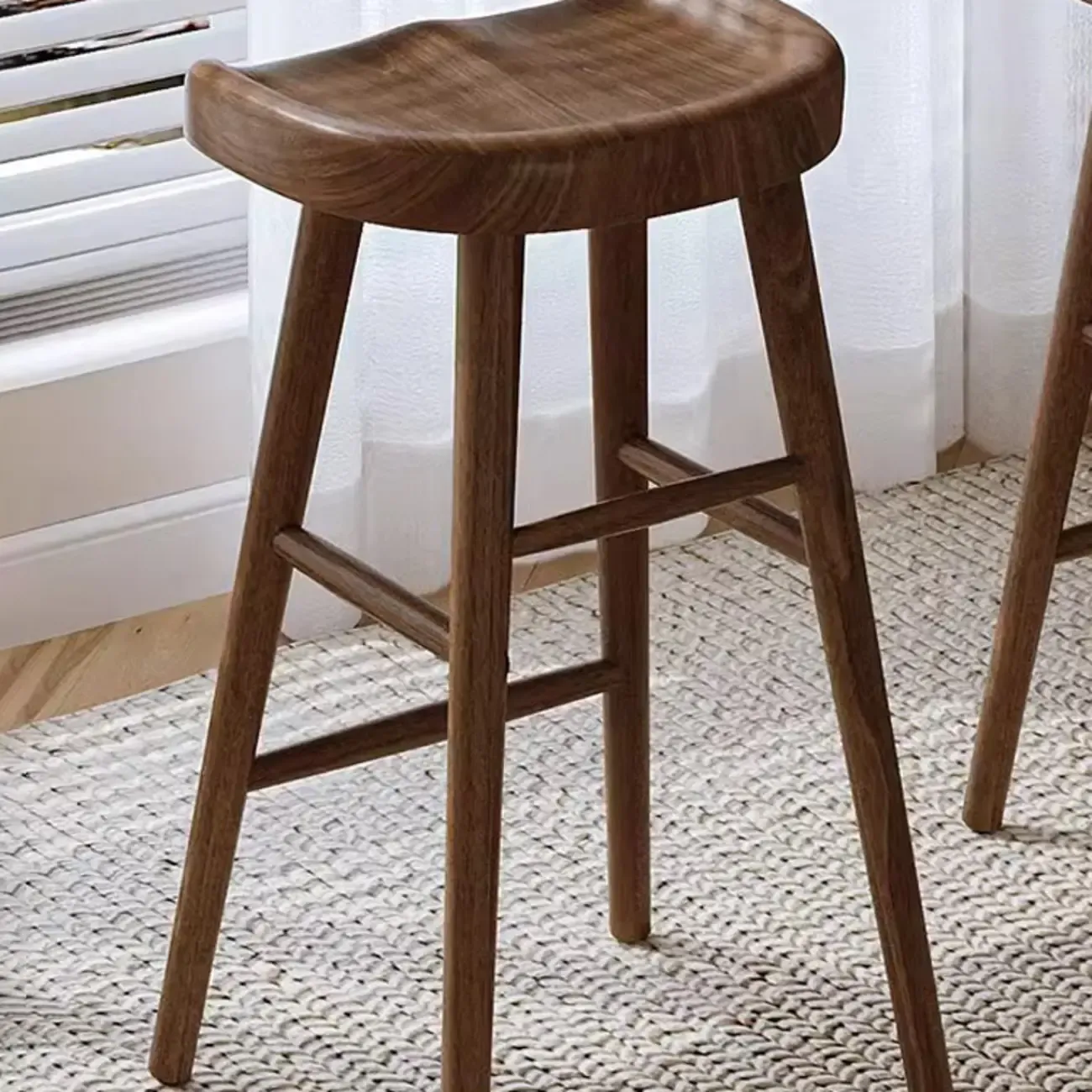 Elegant Wooden Bar Set with Footrests for Home Use Image - 8