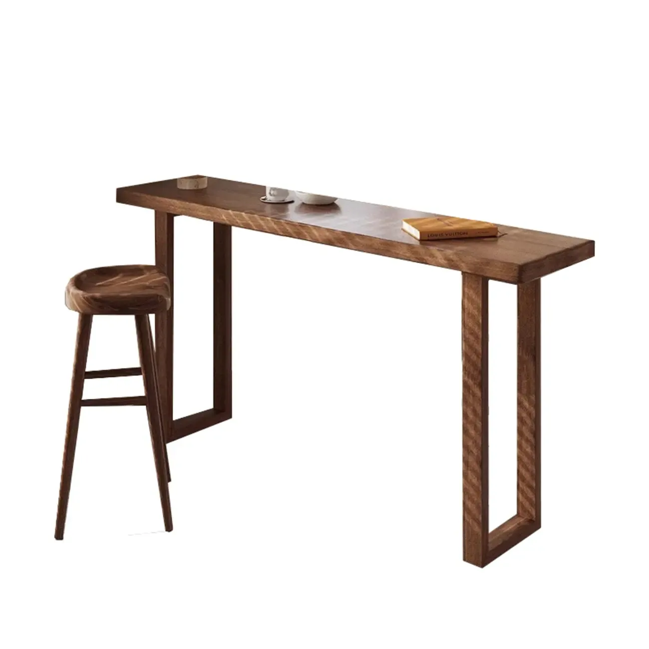 Elegant Wooden Bar Set with Footrests for Home Use Image - 9