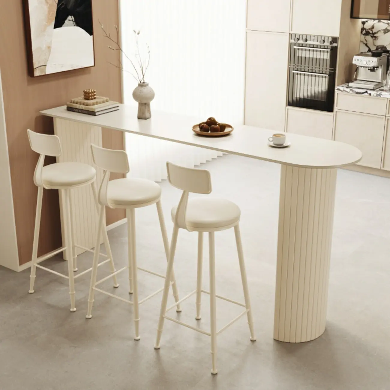 Modern White Free Form Bar Table Set with Cushioned Chair Image - 1 | homeyfad