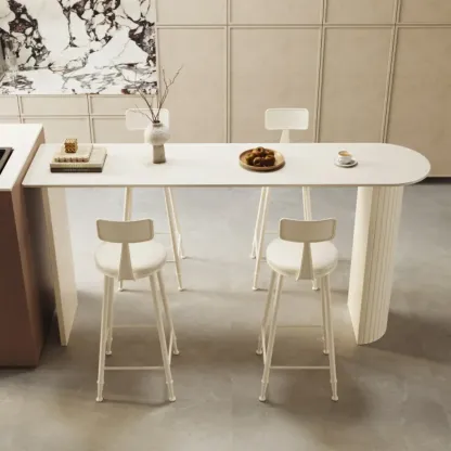 Modern White Free Form Bar Table Set with Cushioned Chair Image - 2