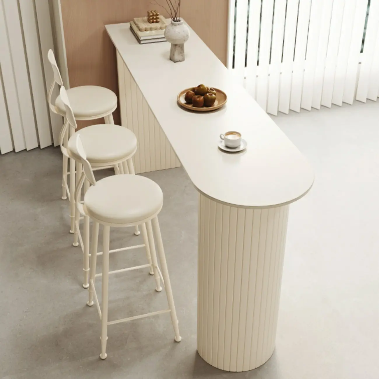 Modern White Free Form Bar Table Set with Cushioned Chair Image - 3 | homeyfad