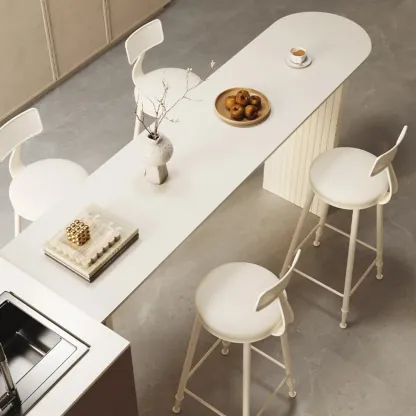 Modern White Free Form Bar Table Set with Cushioned Chair Image - 4