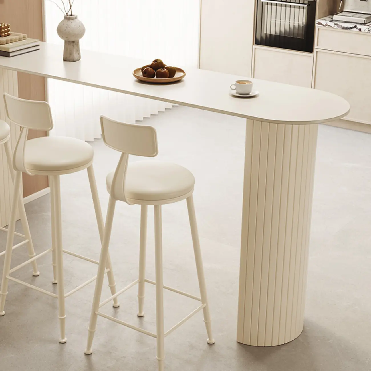 Modern White Free Form Bar Table Set with Cushioned Chair Image - 6 | homeyfad