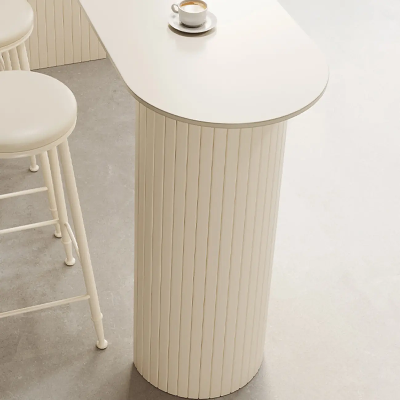 Modern White Free Form Bar Table Set with Cushioned Chair Image - 7 | homeyfad