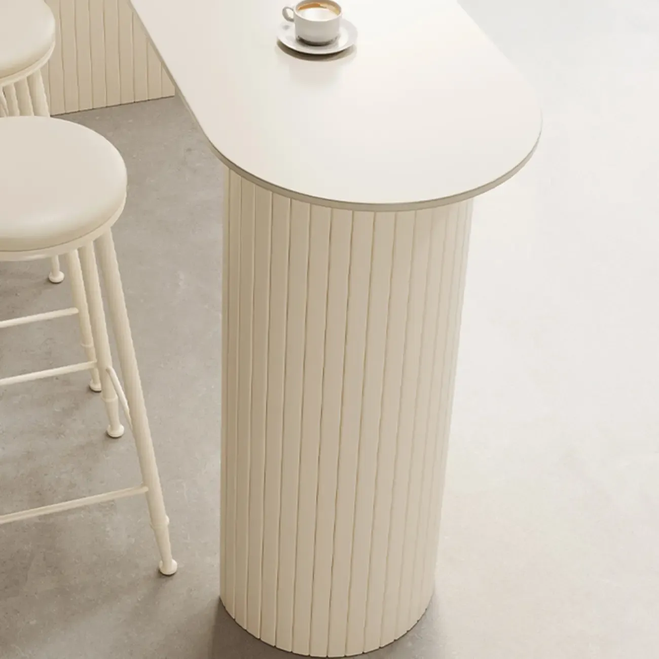 Modern White Free Form Bar Table Set with Cushioned Chair Image - 7