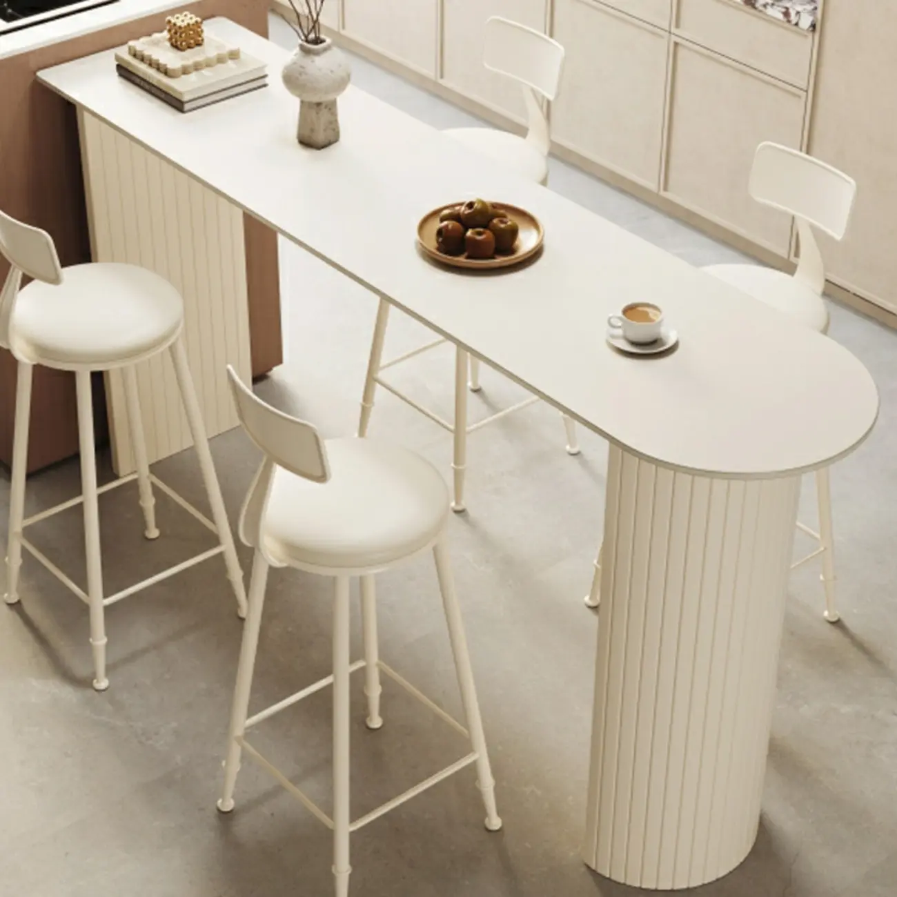 Modern White Free Form Bar Table Set with Cushioned Chair Image - 8 | homeyfad