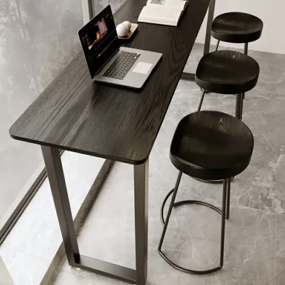 Elegant Black Long Bar Table for Home & Cafe Use Image - 3