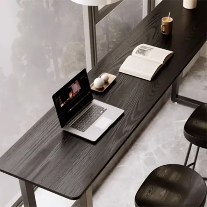 Elegant Black Long Bar Table for Home & Cafe Use Image - 5