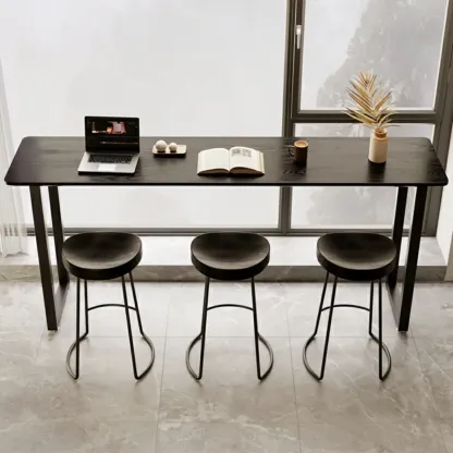 Elegant Black Long Bar Table for Home & Cafe Use Image - 2