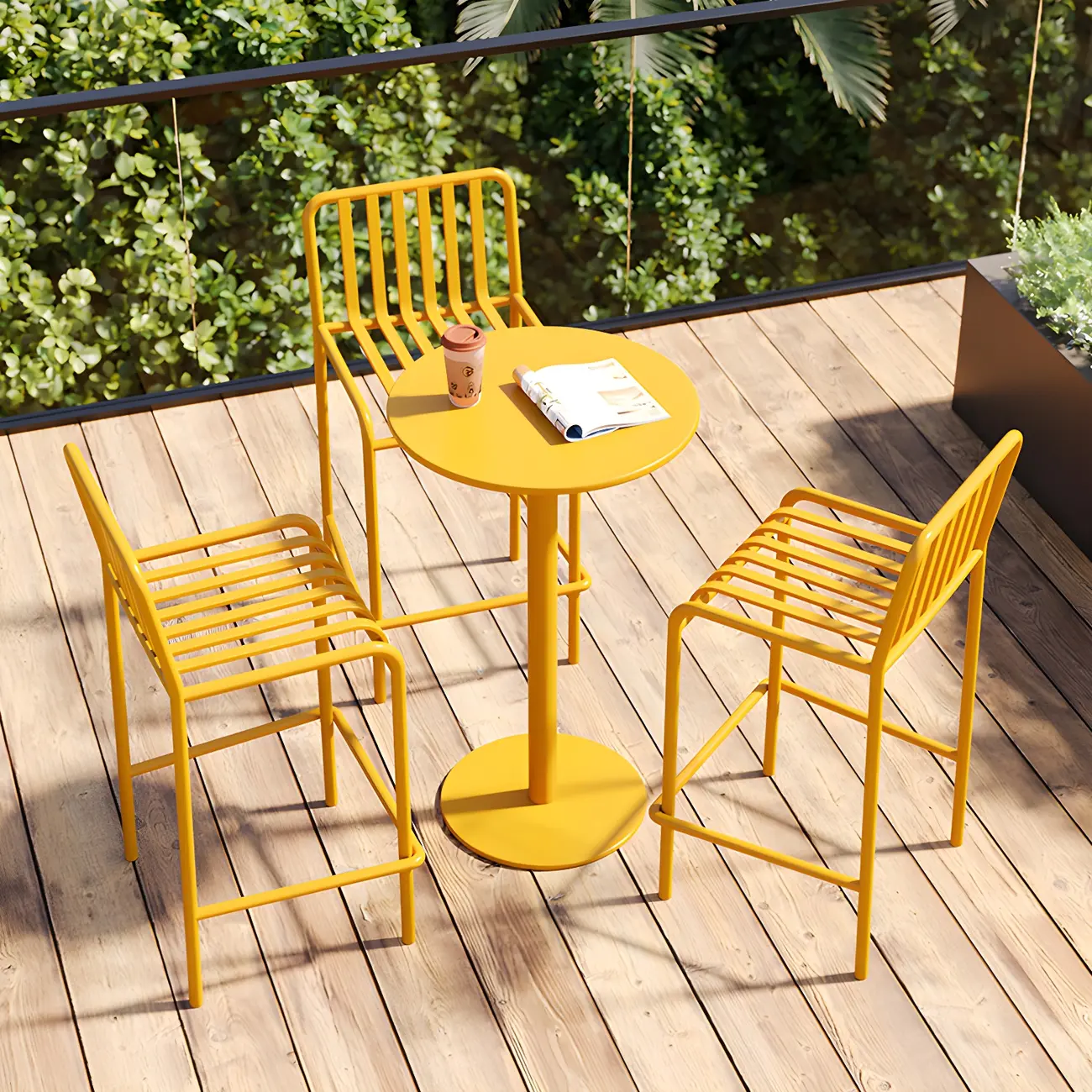 Durable Metal Bar Stools with Low Backrest for Dining Room Image - 1 | homeyfad
