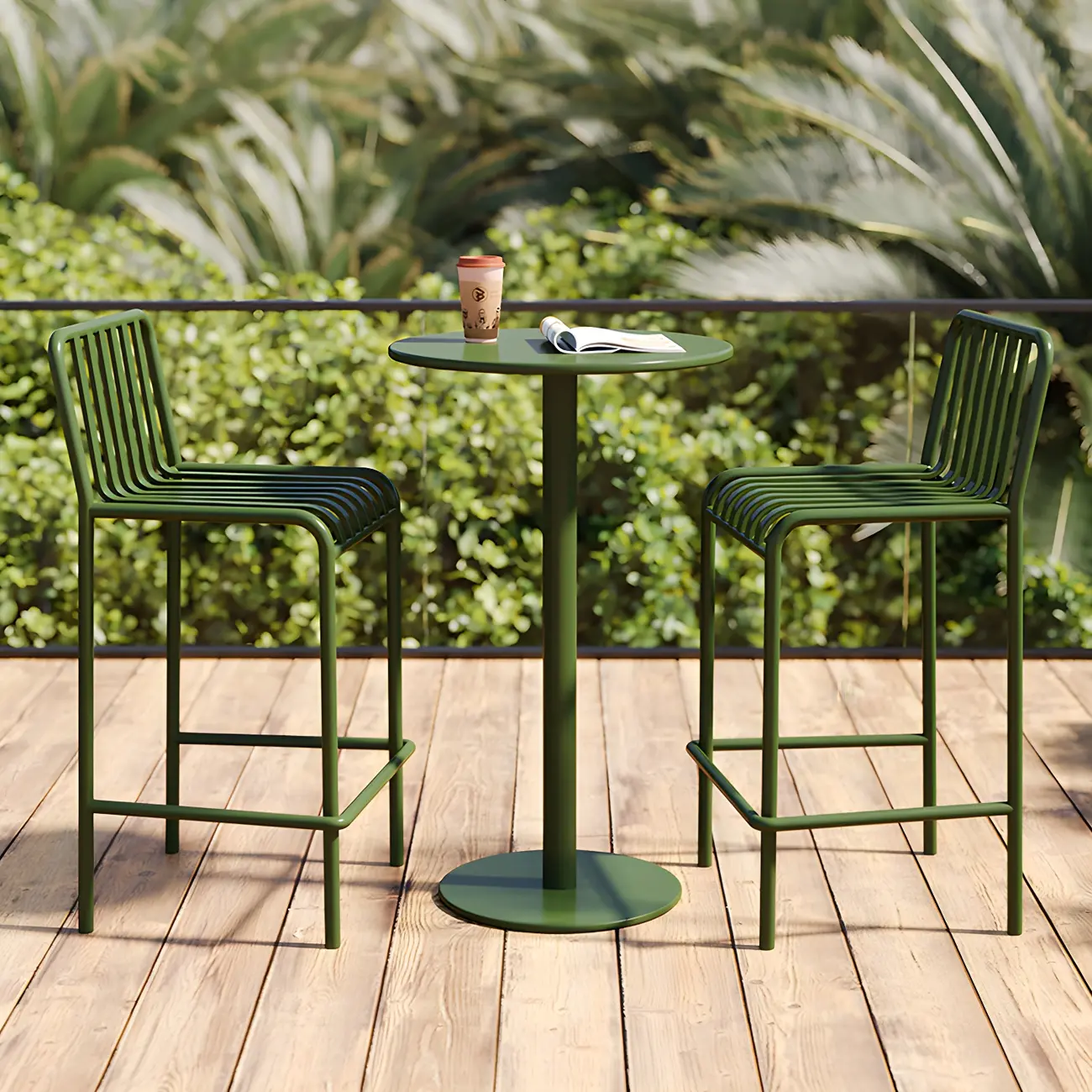 Durable Metal Bar Stools with Low Backrest for Dining Room Image - 2 | homeyfad