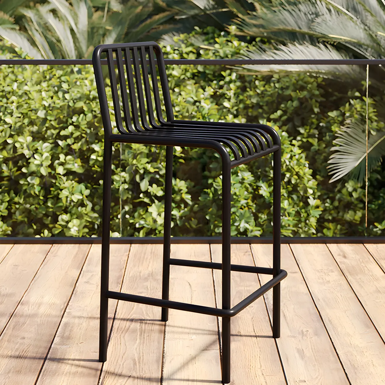 Durable Metal Bar Stools with Low Backrest for Dining Room Image - 3 | homeyfad