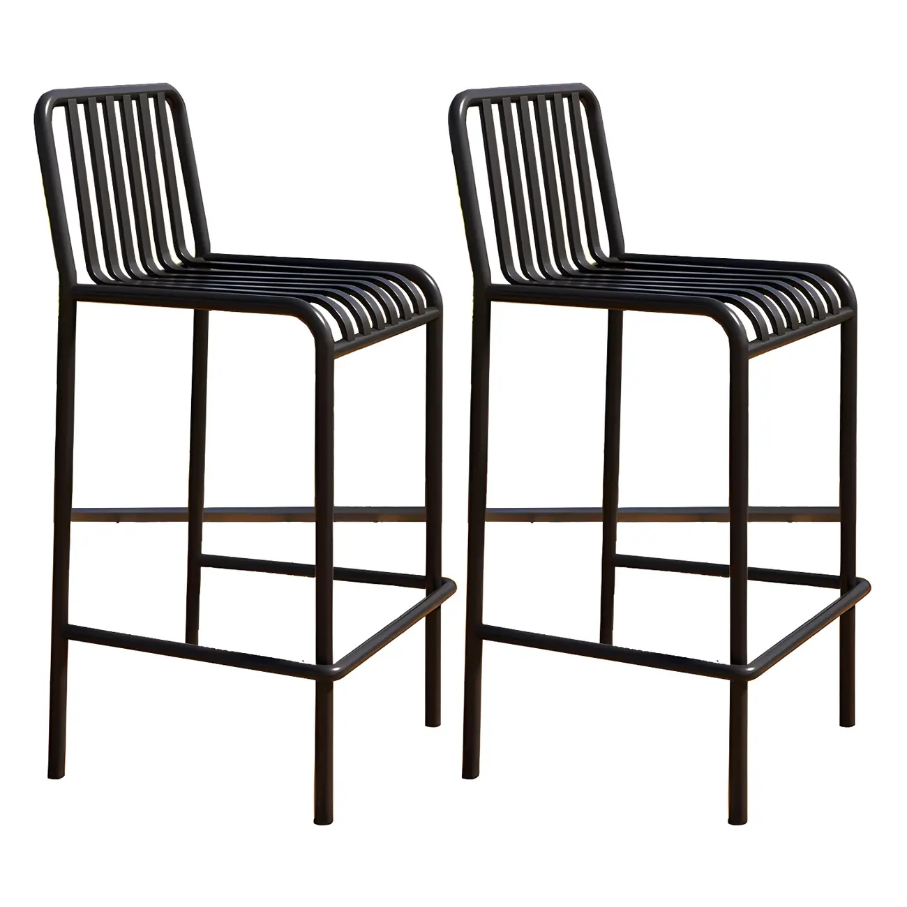 Durable Metal Bar Stools with Low Backrest for Dining Room Image - 9 | homeyfad