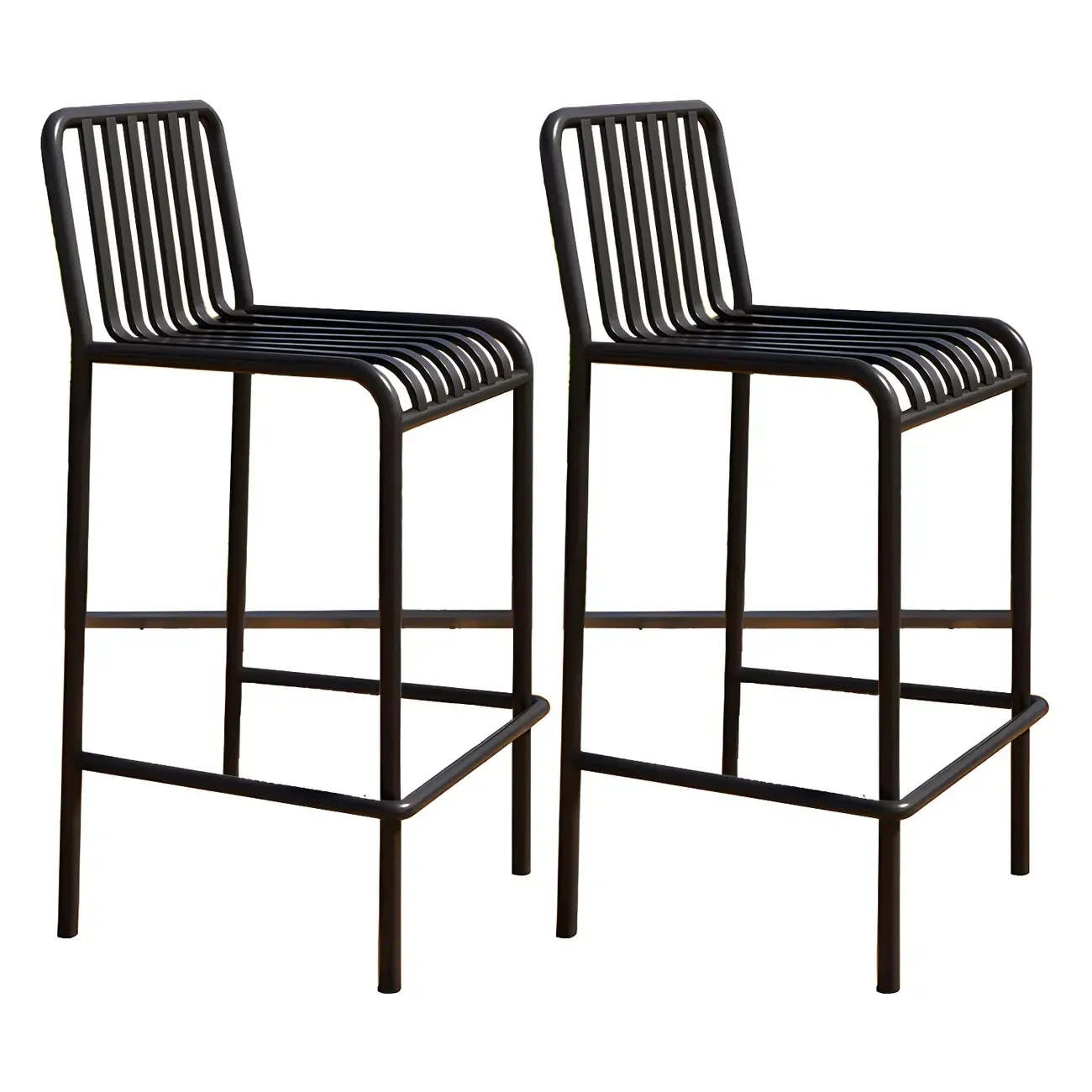 Durable Metal Bar Stools with Low Backrest for Dining Room Image - 9