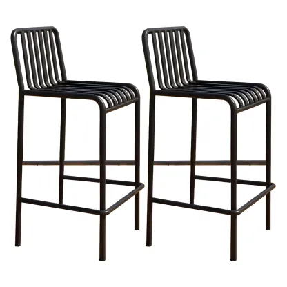 Durable Metal Bar Stools with Low Backrest for Dining Room Image - 9