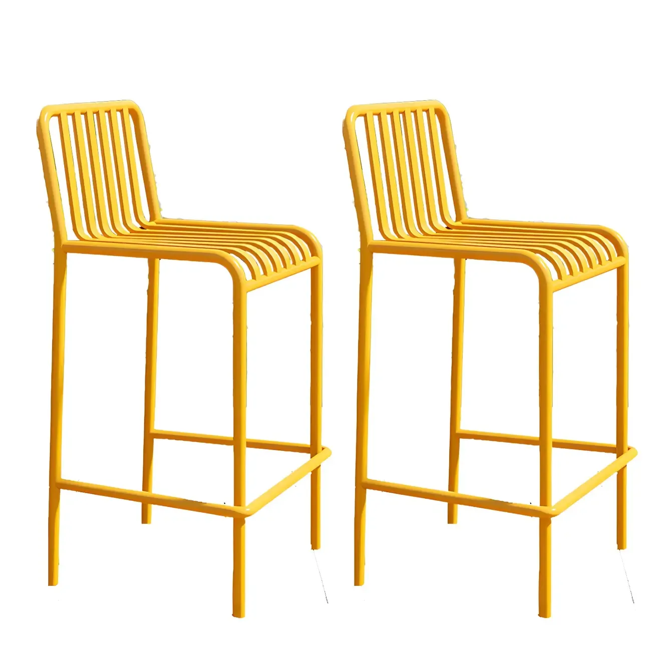 Durable Metal Bar Stools with Low Backrest for Dining Room Image - 11
