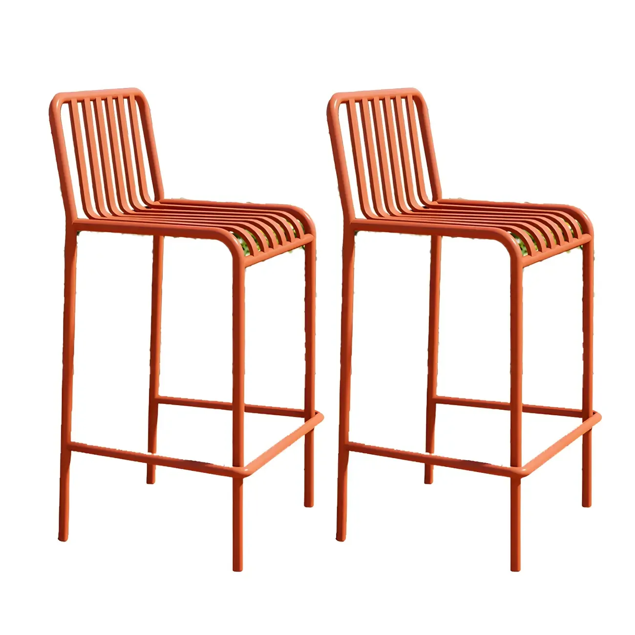 Durable Metal Bar Stools with Low Backrest for Dining Room Image - 14