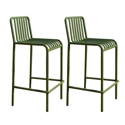 Durable Metal Bar Stools with Low Backrest for Dining Room Image - 16
