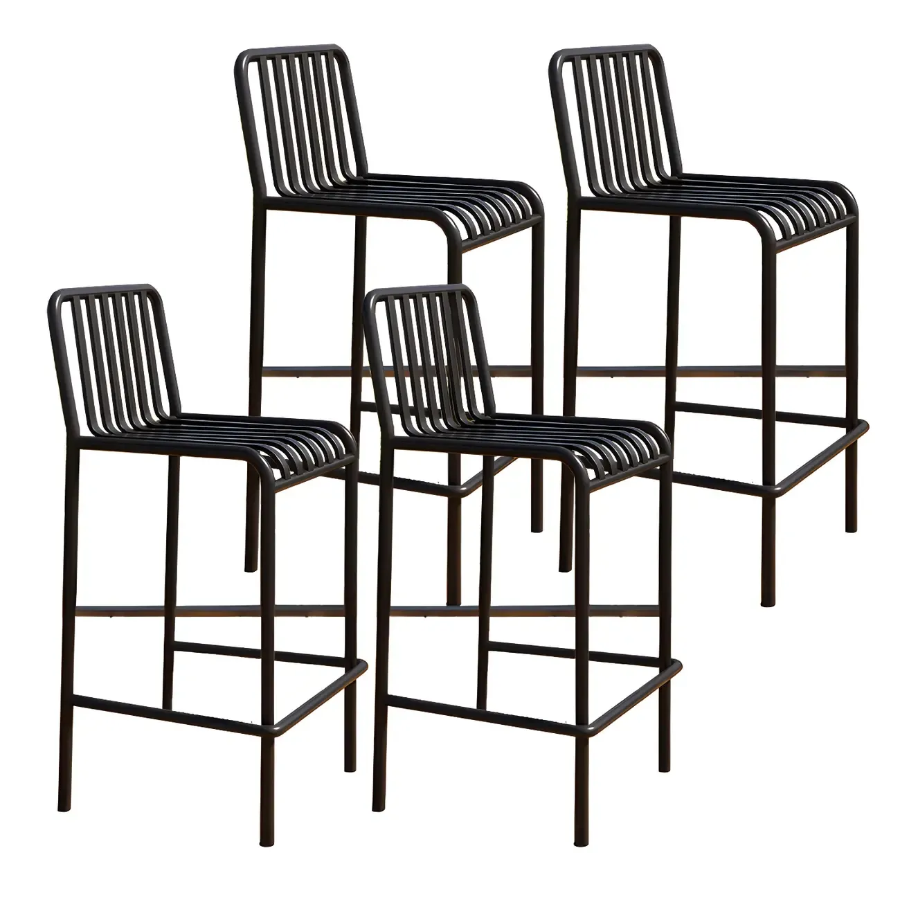 Durable Metal Bar Stools with Low Backrest for Dining Room Image - 17