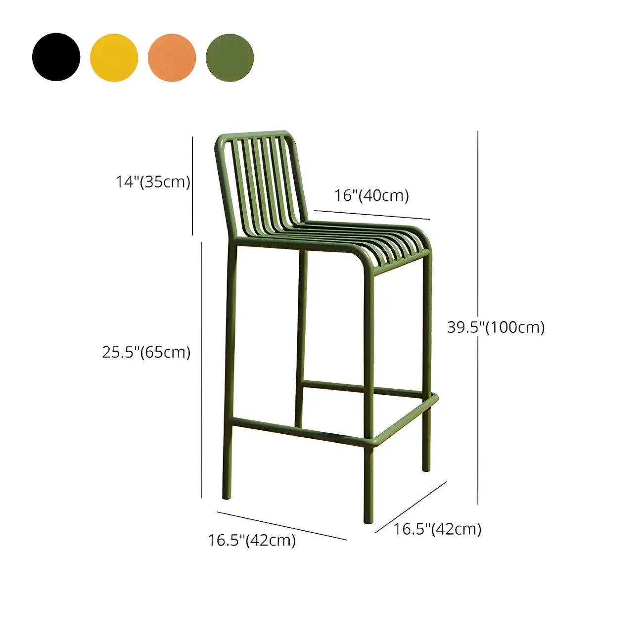 Durable Metal Bar Stools with Low Backrest for Dining Room #size