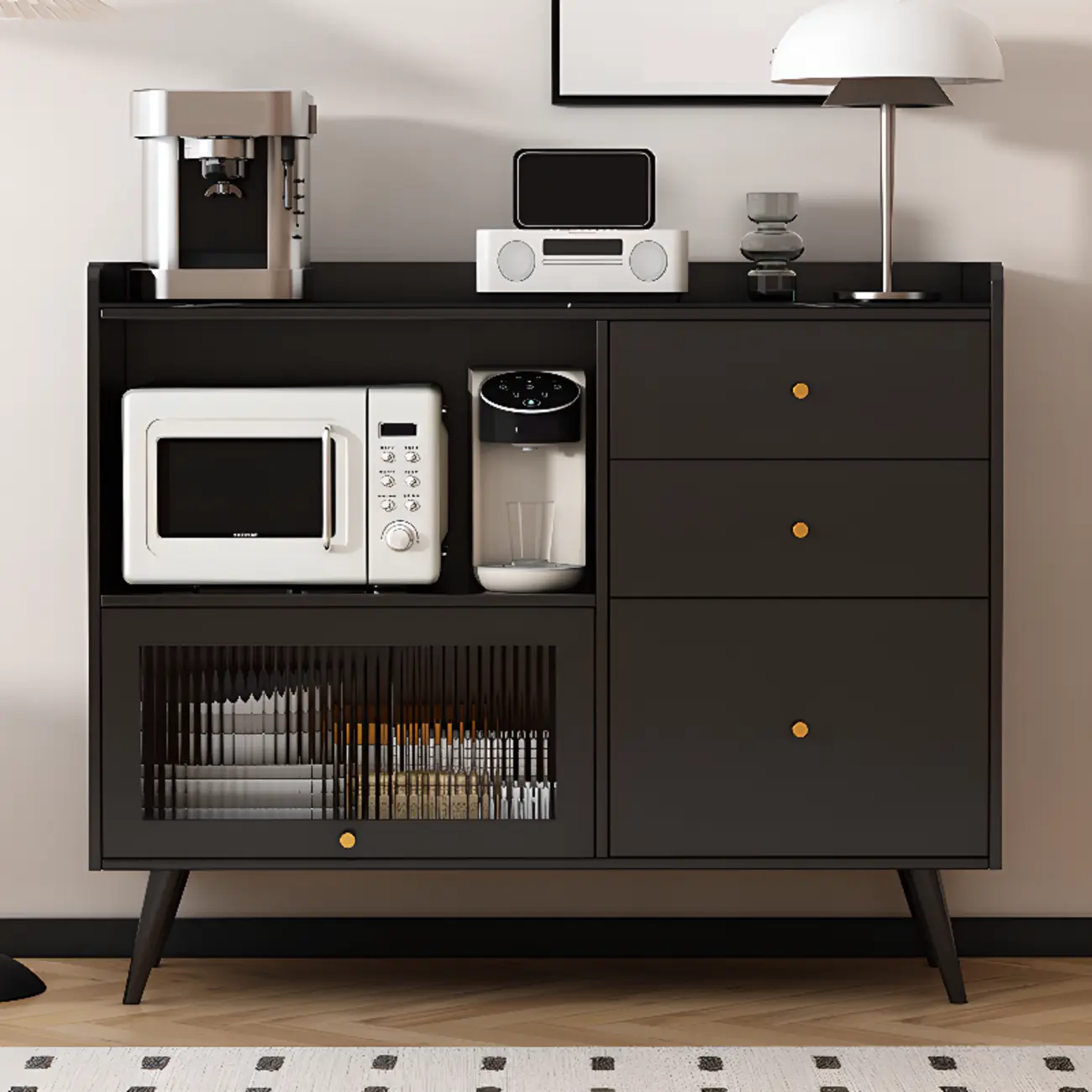 Elegant Black Buffet Cabinet for Modern Living Room Decor  Image - 1 | homeyfad