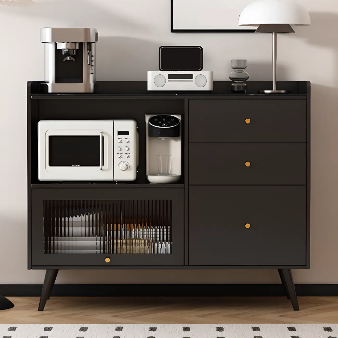 Elegant Black Buffet Cabinet for Modern Living Room Decor  Image - 1