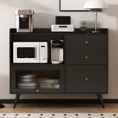 Elegant Black Buffet Cabinet for Modern Living Room Decor  Image - 1