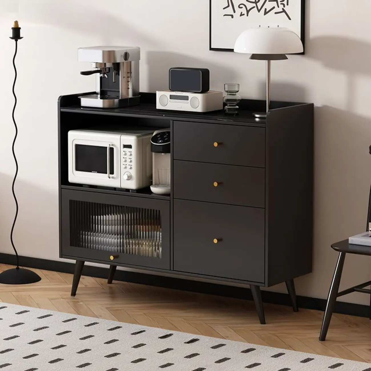 Elegant Black Buffet Cabinet for Modern Living Room Decor  Image - 3 | homeyfad