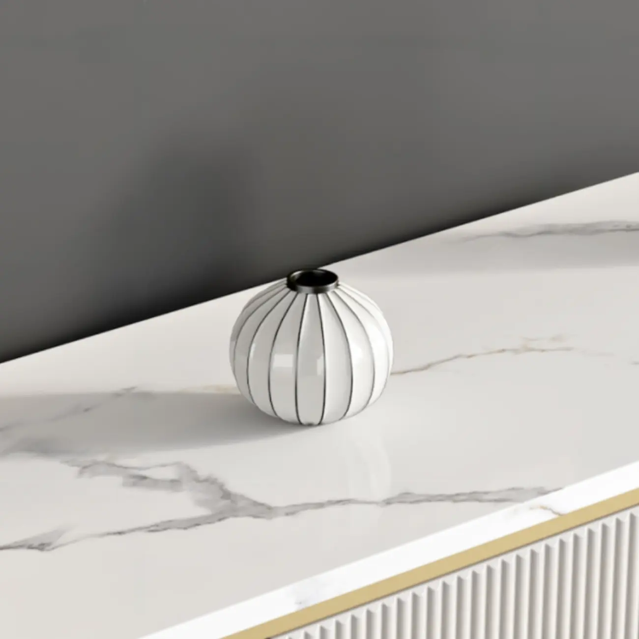 Modern White Stone Oval Storage Cabinet for Living Room Image - 10 | homeyfad