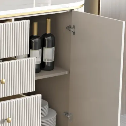 Modern White Stone Oval Storage Cabinet for Living Room Image - 11