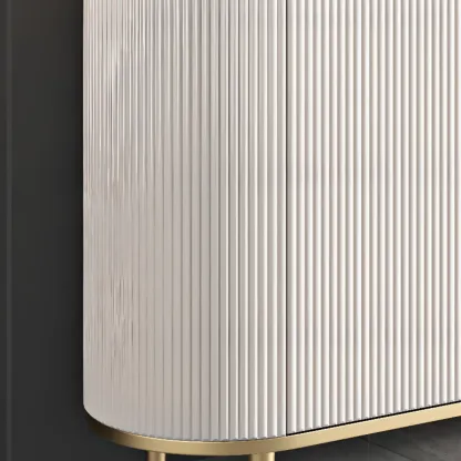 Modern White Stone Oval Storage Cabinet for Living Room Image - 13