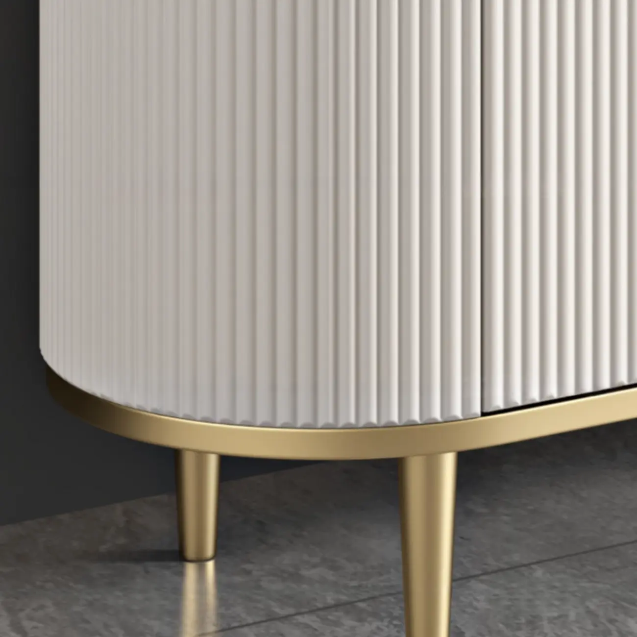 Modern White Stone Oval Storage Cabinet for Living Room Image - 14 | homeyfad