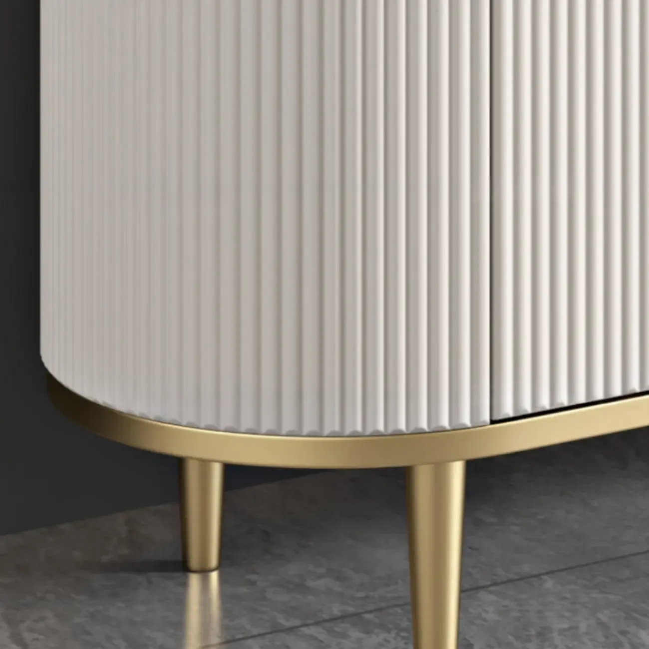 Modern White Stone Oval Storage Cabinet for Living Room Image - 14