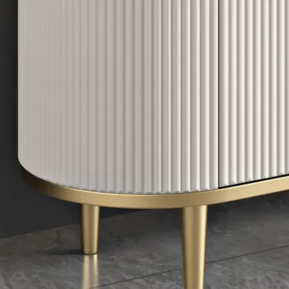Modern White Stone Oval Storage Cabinet for Living Room Image - 14
