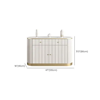 Modern White Stone Oval Storage Cabinet for Living Room #size