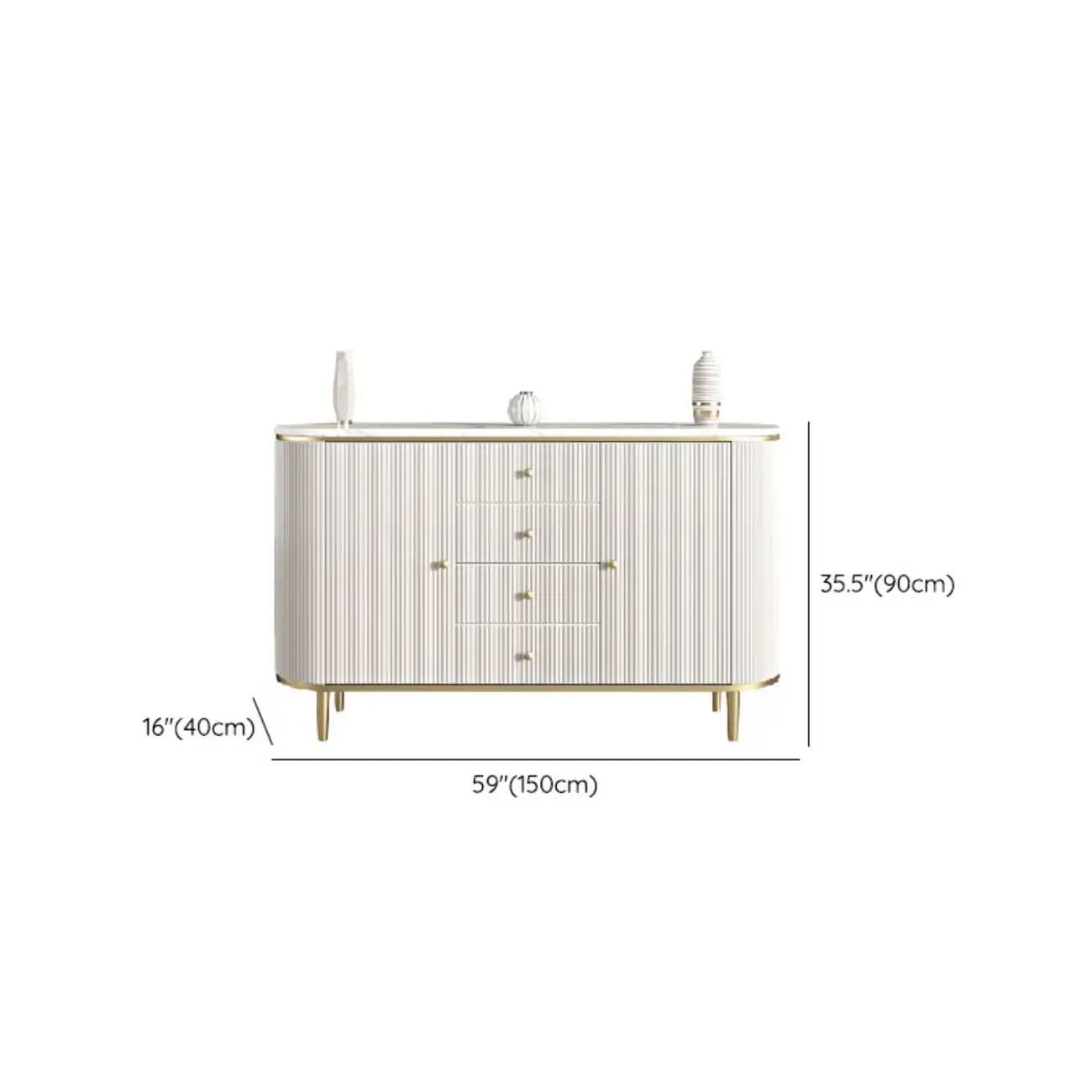 Modern White Stone Oval Storage Cabinet for Living Room Image - 17