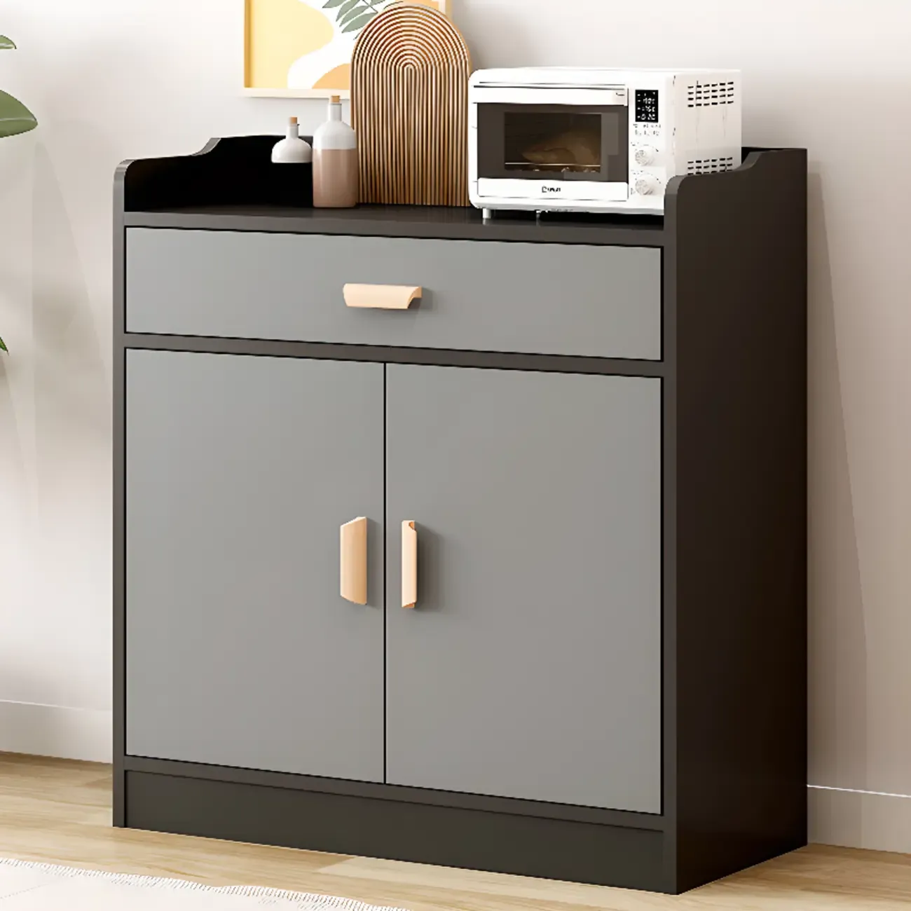 Elegant Wooden Freestanding Storage Cabinet with Drawers Image - 2