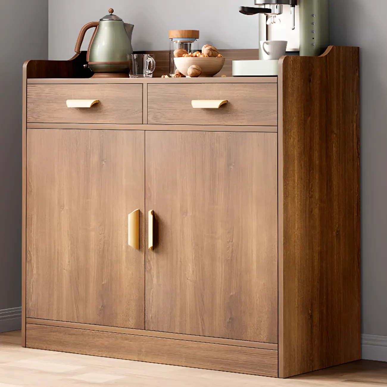 Elegant Wooden Freestanding Storage Cabinet with Drawers Image - 3