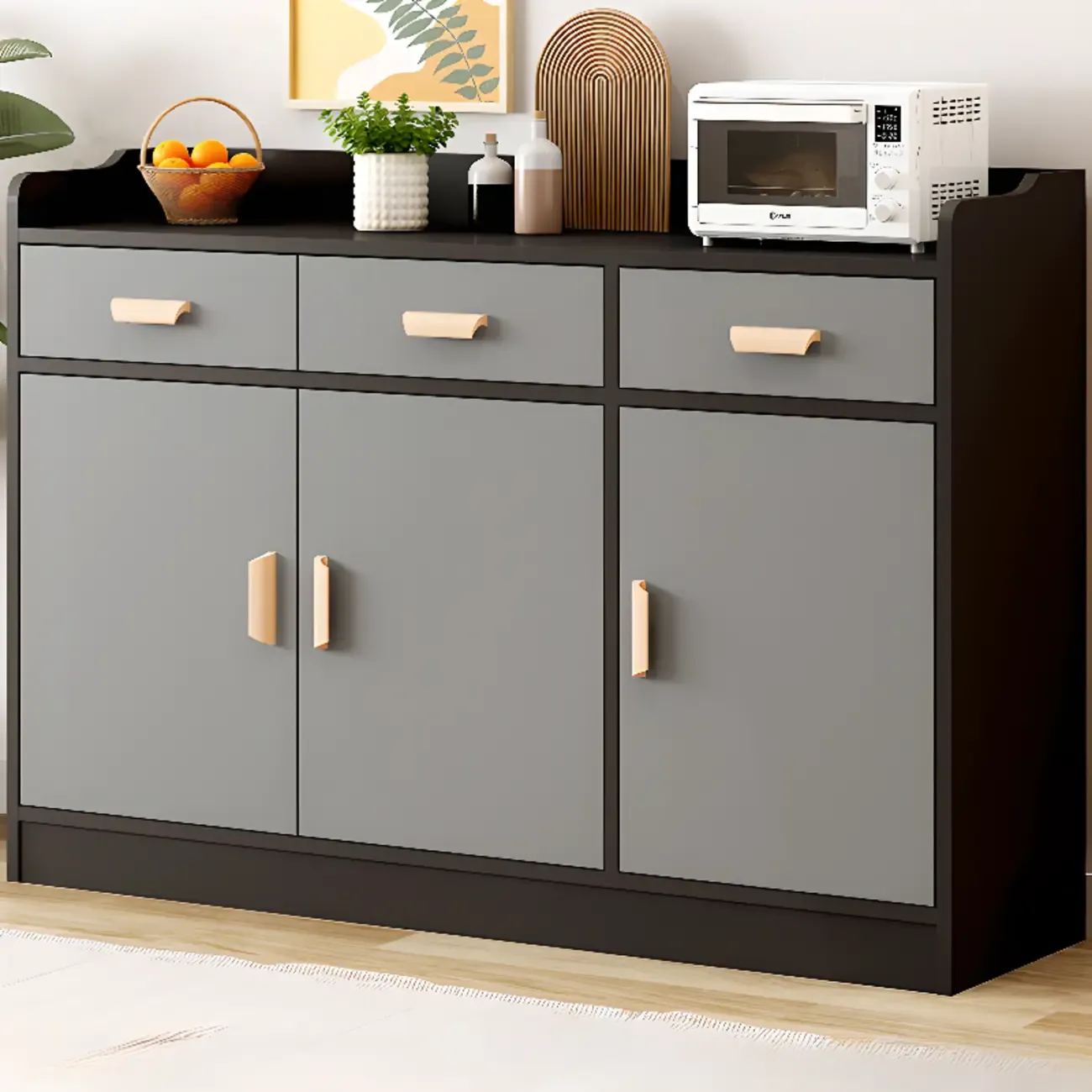 Elegant Wooden Freestanding Storage Cabinet with Drawers Image - 6