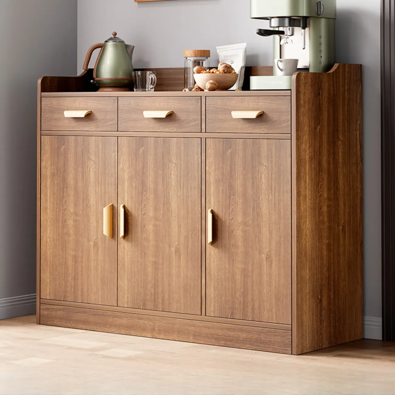 Elegant Wooden Freestanding Storage Cabinet with Drawers Image - 12